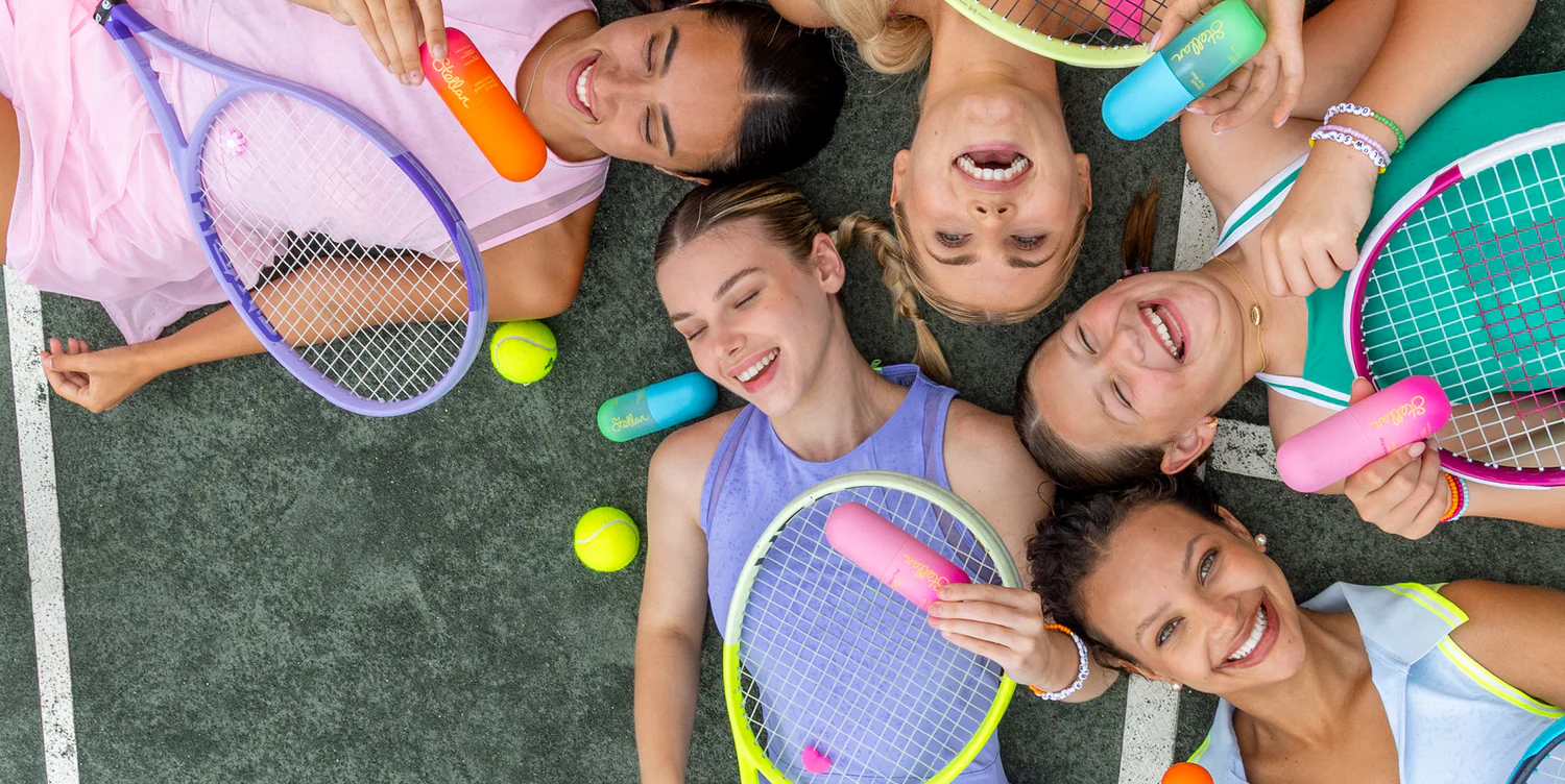 Active women with sunscreen products